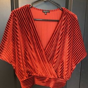 Dazzling red velvet cropped blouse
